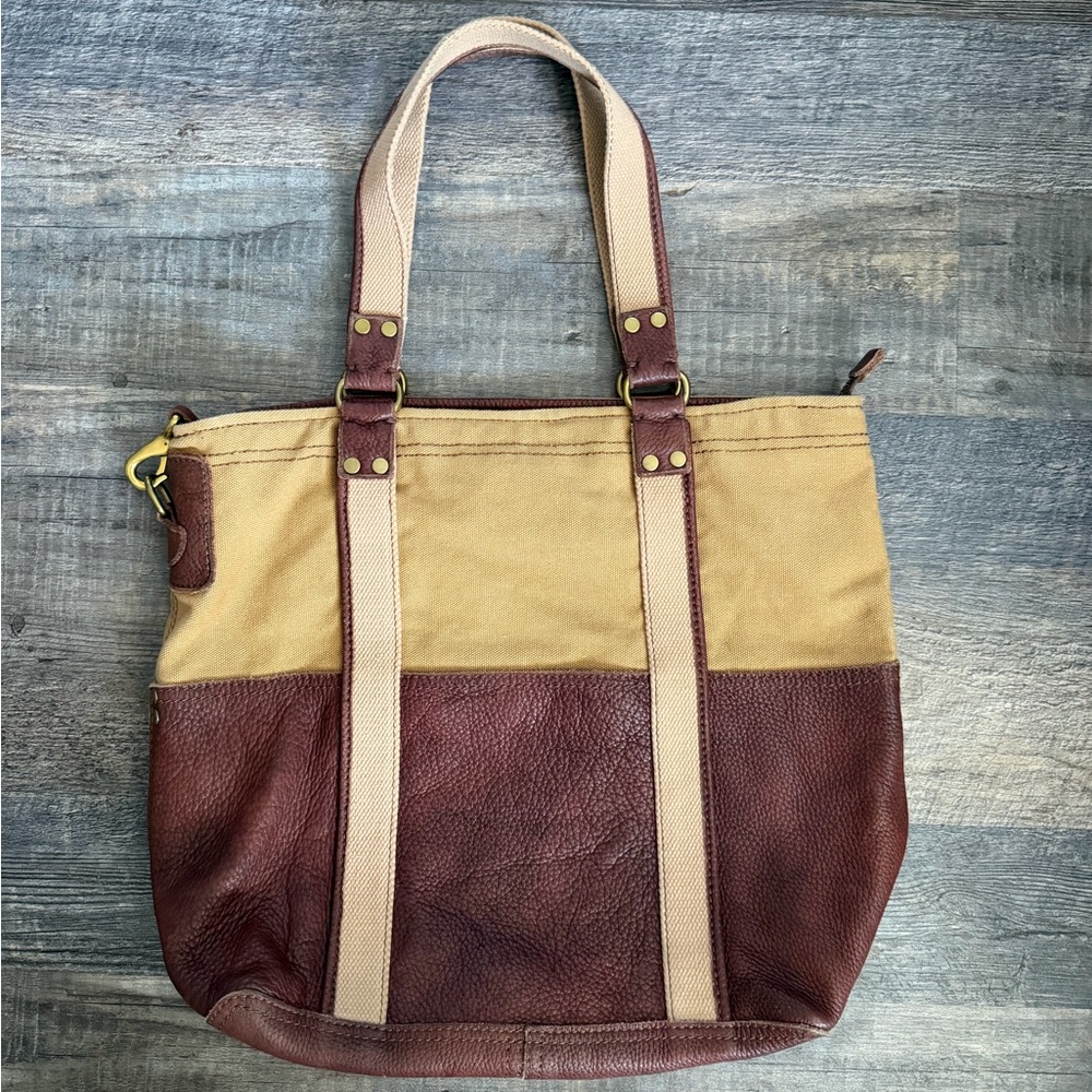 Leather and Canvas Lucky Brand Large Tote